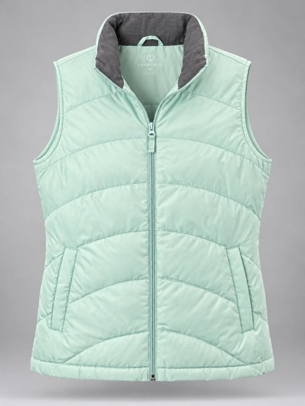 Lands End Womens Medium Puffer Vest Mint Green Lightweight Down Insulated 10-12